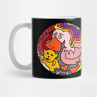 colorful duck with miniature cat Mug